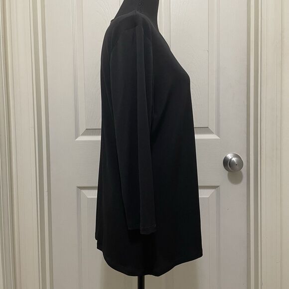NEW Croft & Barrow Side Ruched‎  3/4 Sleeve Draped Black Shirt NWT Womens Medium - Picture 3 of 12